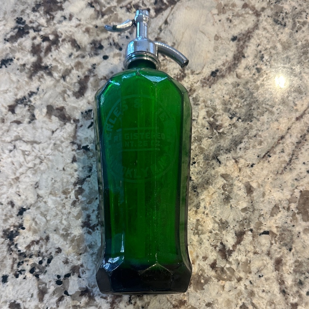 Vintage Seltzer Soda Green Glass Bottle